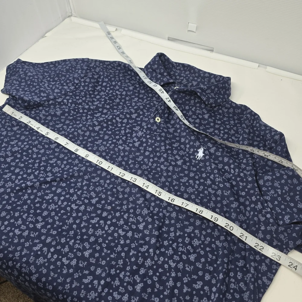 Polo Ralph Lauren Men's Size XL Blue White Floral All Over Print Slim Fit Cotton - Picture 7 of 9